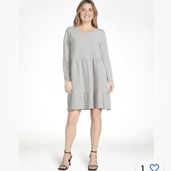 Time and Tru Women’s Gray Tiered Sweatshirt Dress Large (12-14) NEW - Picture 8 of 12